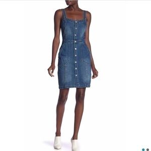 Snap front denim dress